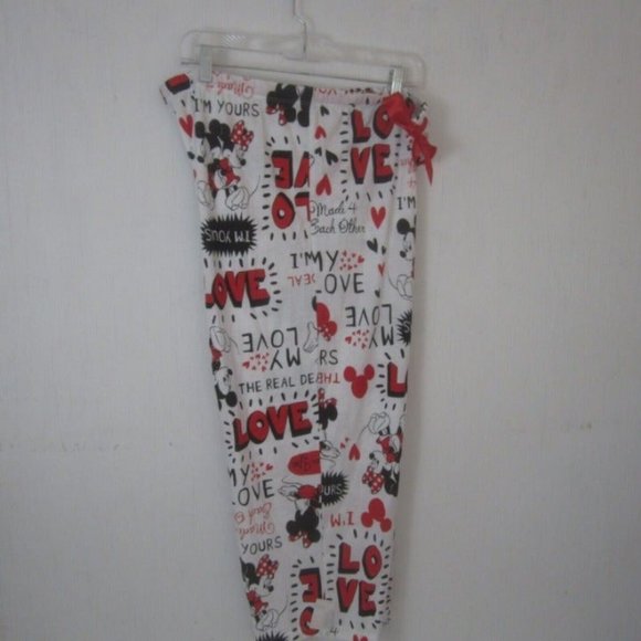 Disney Pajama Bottom Teen Mickey Minnie Love XL 15/17 drawstring elastic - Picture 10 of 12